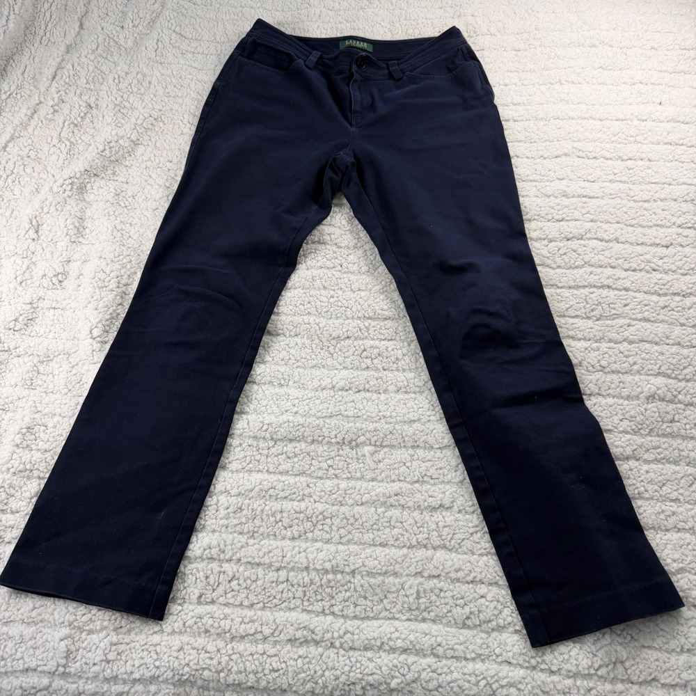 Lauren Ralph Lauren Petite Navy Blue Straight Leg Stretch Pants 4P Cotton Blend - Picture 2 of 10
